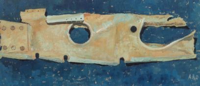 ALBERT B. OGDEN (b.1928) MIXED MEDIA ON PAPER ‘Seashore Find’ Signed with initials A.B.O. 9” x 20