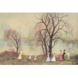 HELEN BRADLEY TWO ARTIST SIGNED COLOUR PRINTS The Family out Walking and In the Parks (2)