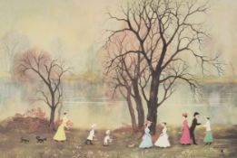 HELEN BRADLEY TWO ARTIST SIGNED COLOUR PRINTS The Family out Walking and In the Parks (2)