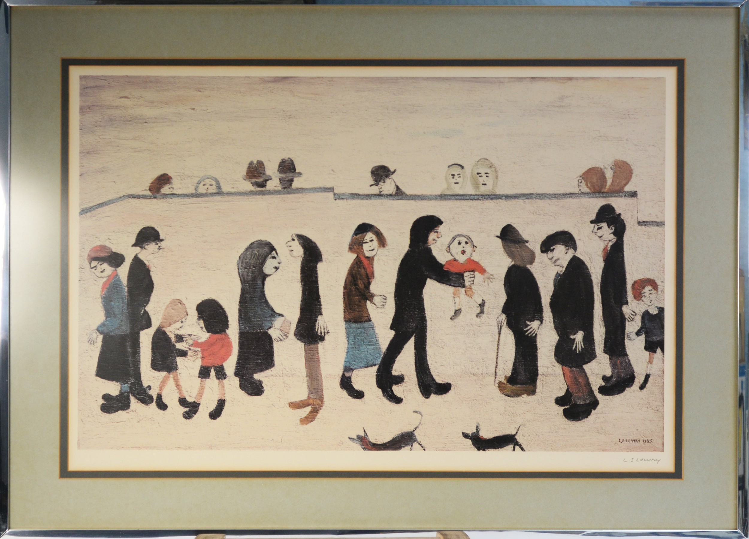 LAURENCE STEPHEN LOWRY (1887-1976) ARTIST SIGNED COLOUR PRINT 'Man holding Child', Guild stamped 18" - Image 2 of 2