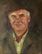 ATTRIBUTED TO FRED DEAN (TWENTIETH CENTURY) OIL ON BOARD Shoulder length portrait of the artist