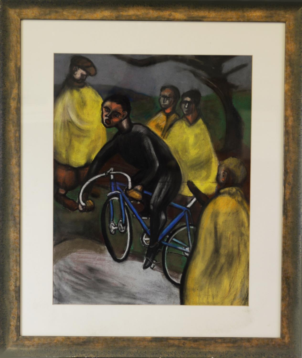 ATTRIBUTED TO THEODORE MAJOR (1908-1999) PASTEL The Cyclist Unsigned, supplied with a copy of a - Image 2 of 3