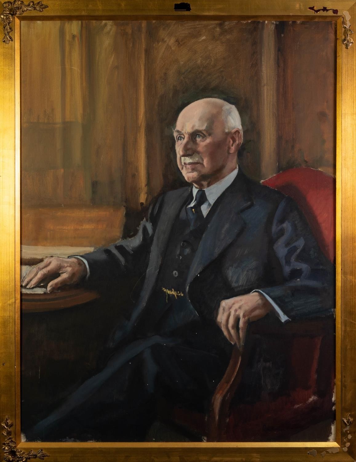 HARRY RUTHERFORD (1903 - 1985) OIL PAINTING ON CANVAS Portrait of Richard Graham Signed lower left - Image 2 of 2