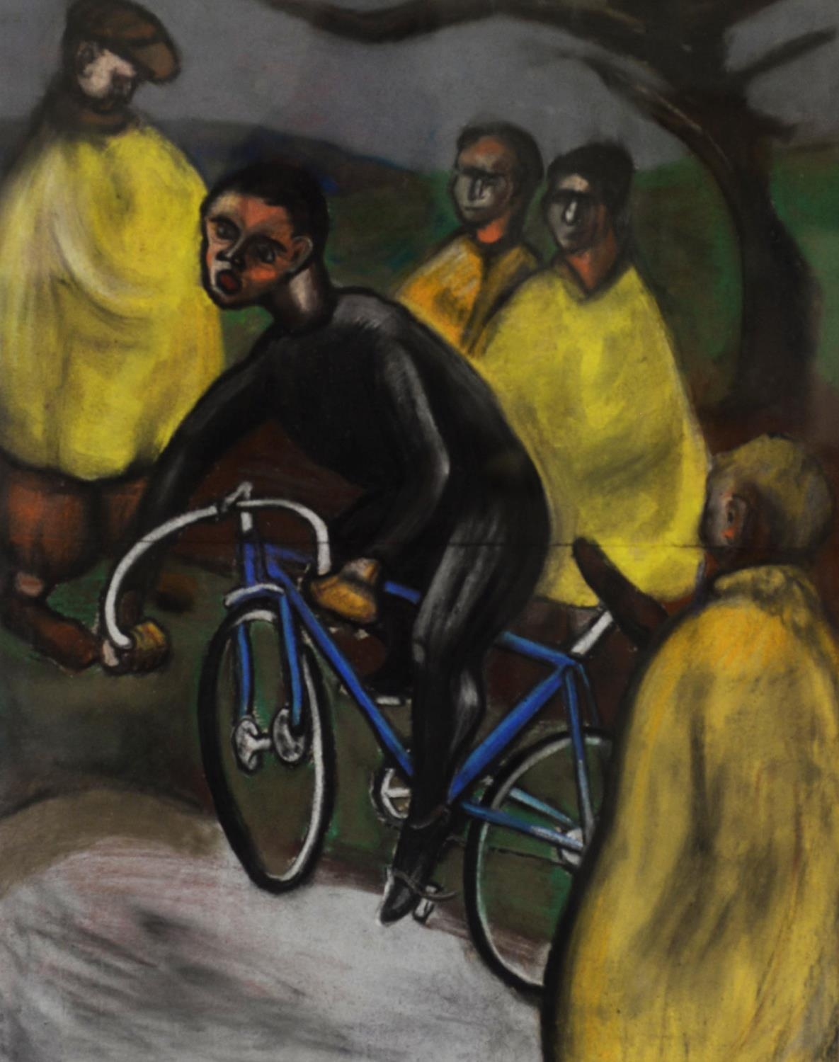 ATTRIBUTED TO THEODORE MAJOR (1908-1999) PASTEL The Cyclist Unsigned, supplied with a copy of a