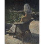 PETER SHAW (1926-1982) OIL ON CANVAS Female seated in a Garden Unsigned 20” x 16” (50.9cm x 40.6cm),