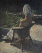 PETER SHAW (1926-1982) OIL ON CANVAS Female seated in a Garden Unsigned 20” x 16” (50.9cm x 40.6cm),