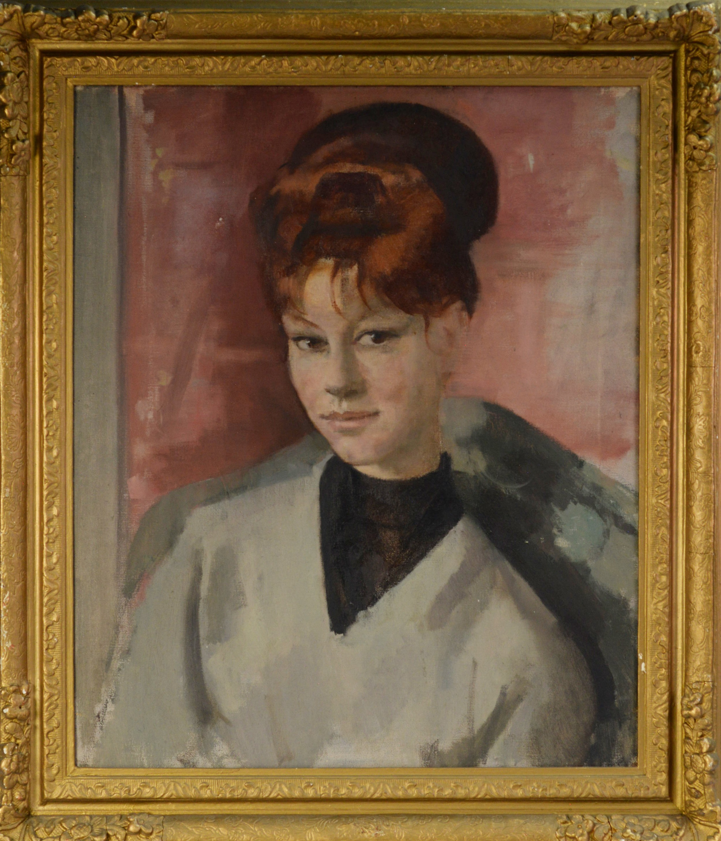 HARRY RUTHERFORD (1903 - 1985) OIL PAINTING ON CANVAS Bust portrait of a young woman with beehive - Image 2 of 2