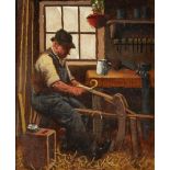JIM ANDREWS (TWENTIETH CENTURY) OIL ON BOARD ‘The Carpenter’ Attributed, titled and dated 1994 verso