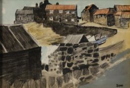 DONALD MCINTYRE (1923-2009) MIXED MEDIA ‘Craster’ Initialled, titled, attributed and dated May 74 in