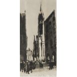 HAROLD RILEY (b.1934) SIGNED ARTIST PROOF MONOCHROME PRINT OF A WATERCOLOUR ‘Manchester Town Hall’