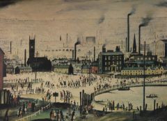 LAURENCE STEPHEN LOWRY (1887-1976) ARTIST SIGNED LIMITED EDITION COLOUR LITHOGRAPH ‘An Industrial