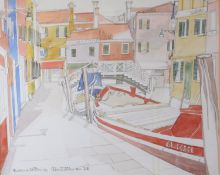 COLIN TREVOR JOHNSON (b.1942) PENCIL AND WATERCOLOUR ‘Burano, Nr Venice’ Signed, titled and dated (