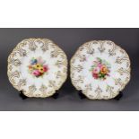 PAIR OF NINETEENTH CENTURY COPELAND HAND PAINTED CHINA PLATE, each with floral centre and gilt