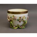 LATE VICTORIAN MOORE BROTHERS PORCELAIN JARDINIERE, the white glazed ovoid bowl with gilded and