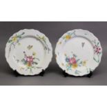 PAIR OF 18th CENTURY CONTINENTAL, PROBABLY STRASBOURG, FAYENCE PLATES, each polychrome enamelled