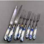 EIGHT PIECES OF 18th CENTURY CONTINENTAL TABLE CUTLERY, comprising two steel knives and six