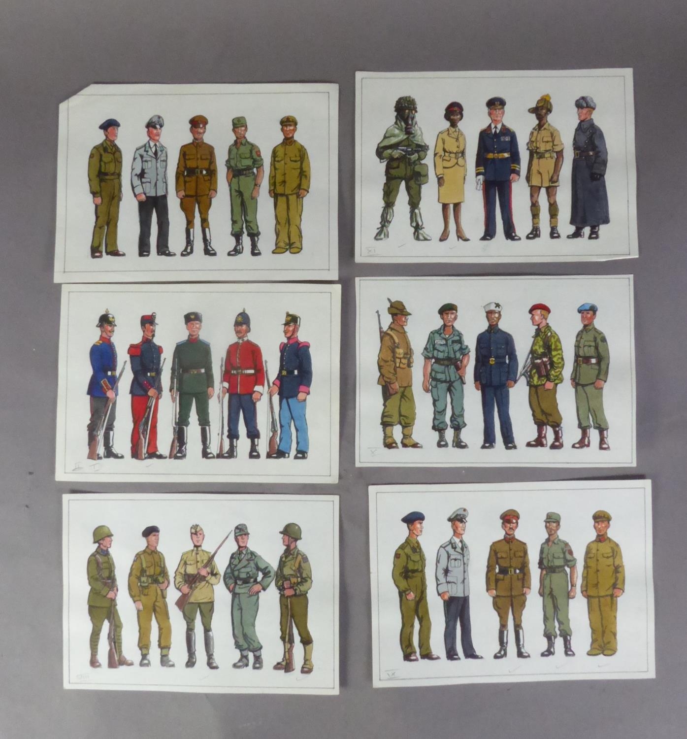 MILITARY HISTORY, MANUSCRIPT. A selection of 17 original colour illustrations by PAUL ABBOT 1930-