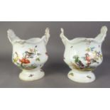 A PAIR OF 19th CENTURY DRESDEN (Helena Wolfsohn) PORCELAIN WINE BOTTLE COOLER after an earlier