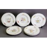 SET OF EIGHT LATE 18th CENTURY COPENHAGEN PORCELAIN PLATES from the 'Flora Danica' service, each