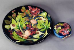 MODERN MOORCROFT POTTERY WALL PLAQUE well designed and tube lined with figs, grapes, plums,