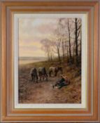 J GREENWELL (TWENTIETH CENTURY) OIL PAINTING ON CANVAS 'Ploughman's Lunch' Signed lower left Signed,