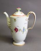 20th CENTURY MEISSEN PORCELAIN COFFEE POT WITH COVER, of graceful oviform, the body and cover