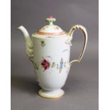 20th CENTURY MEISSEN PORCELAIN COFFEE POT WITH COVER, of graceful oviform, the body and cover