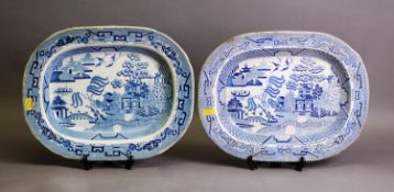 19th CENTURY STAFFORDSHIRE MINTON & BOYLE POTTERY TRANSFER PRINTED BLUE AND WHITE MEAT DISH, printed