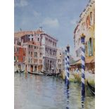 BARRIE HASTE THREE ARTIST SIGNED LIMITED EDITION COLOUR PRINTS Venetian scenes 24” x 10 ½” (35.6cm x