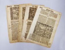 Four single, 16th Century, loose leaf pages from an early edition of the LUTHER BIBLE. German