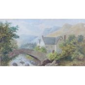 E F ANGELL WATERCOLOUR 'View in Devonshire' Signed and titled 4" x 7 ¼" (10cm x 18.5cm)