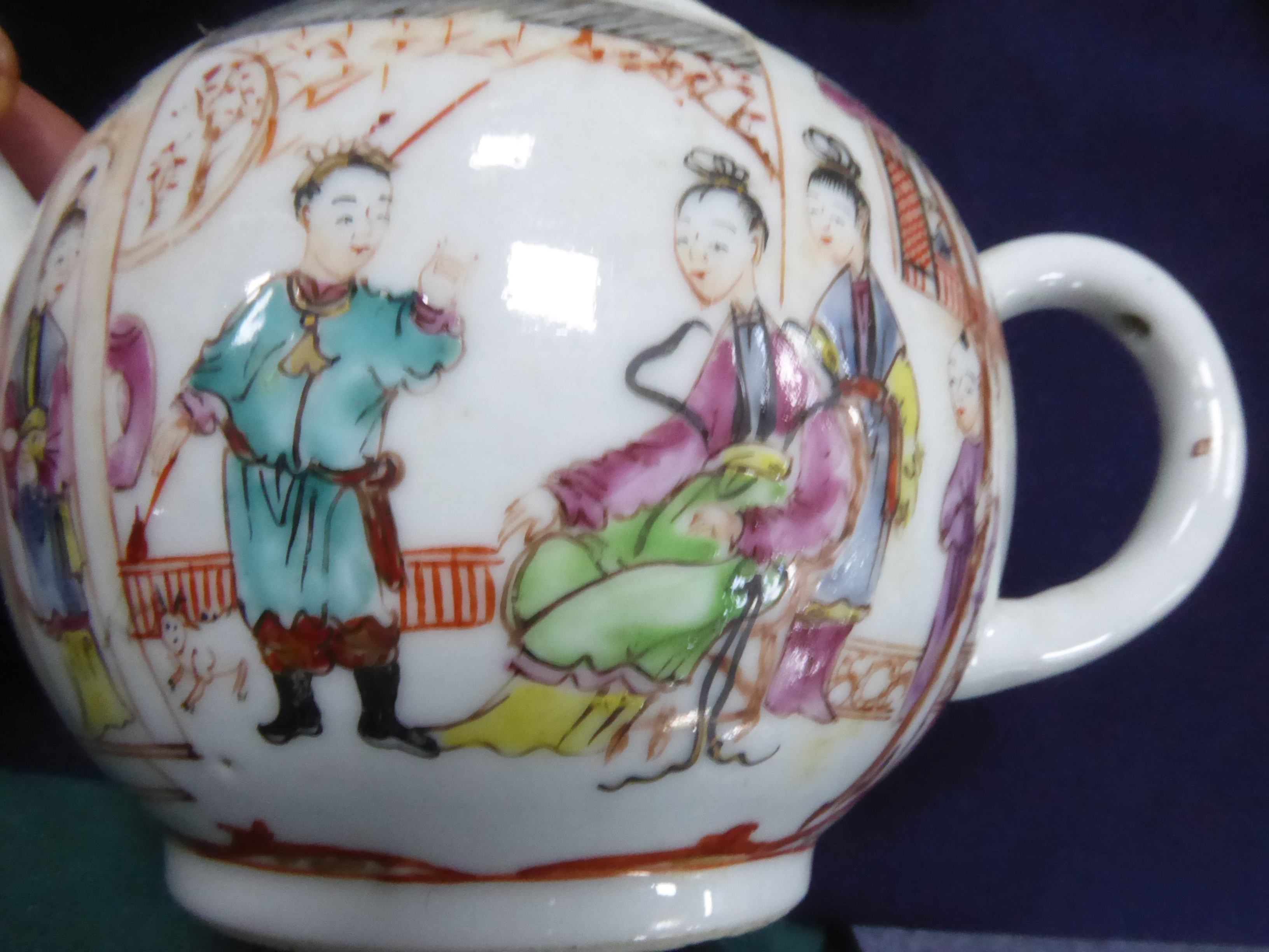 FOUR CHINESE MID QING DYNASTY PORCELAIN TEAPOTS, one with replaced white metal spout, one with metal - Image 2 of 14