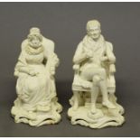 PAIR OF EARLY 19th CENTURY ENGLISH BISUIT PORCELAIN FIGURES OF WILLIAM WILBERFORCE AND HIS WIFE,