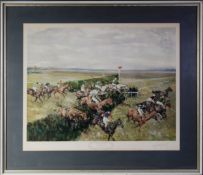 MICHAEL LYNE ARTIST SIGNED COLOUR PRINT ‘The Grand National, Canal Turn, 1965’ 19” x 25” (48.2cm x