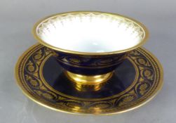 EARLY 1800's SEVRES PORCELAIN CONSULAR PERIOD HARD-PASTE PORCELAIN BOWL ON TREMBLEUSE STAND,