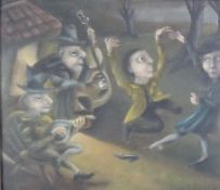 WILLIAM GILCHRIST (TWENTIETH CENTURY) OIL ON CANVAS ‘Dances of the Songs of the Old Days’ Signed and