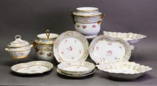 LATE 18th CENTURY DERBY PORCELAIN PART DESSERT SERVICE OF 10 ITEMS, comprising a pair of fruit
