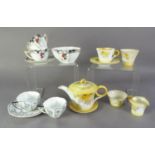 SHELLEY CHINA REGENT SHAPE TETE-A-TETE, yellow flowers pattern no 12190, viz a teapot, cover and