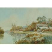 STEWART BROOKE WATERCOLOUR 'The Thames near Hampton Court' Signed titled and dated 1891