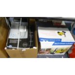 BOXED ELECTRICAL ITEMS INCLUDING; TRITON ELECTRIC SHOWER, TESCO PAPER SHREDDER, STEAM CLEANER,
