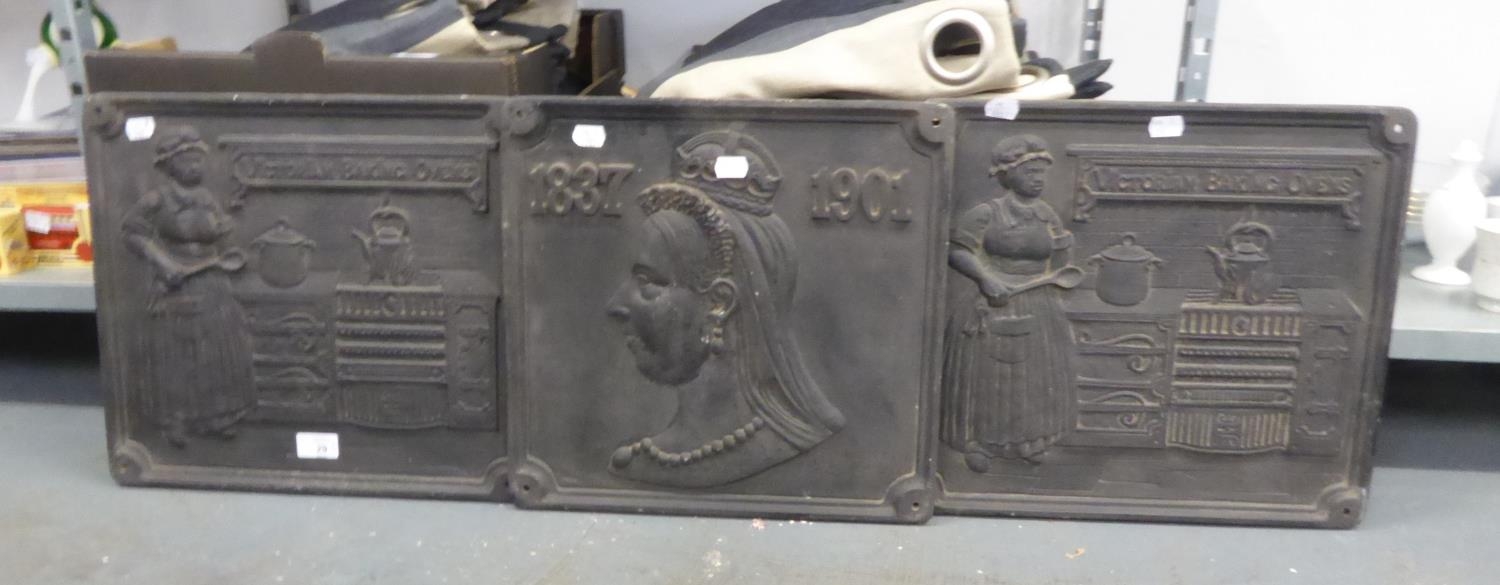 VICTORIAN STYLE BLACK FINISH CAST ALLOY OBLONG PLAQUE, TO COMMEMORATE QUEEN VICTORIA 1837-1901,