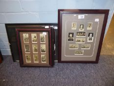 TWO FRAMED AND GLAZED PART SETS OF CIGARETTE AND COLLECTORS CARDS, SPORTING RELATED, including 14 of