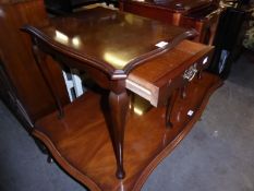 A PAIR OF MAHOGANY OBLONG OCCASIONAL TABLES, ON CABRIOLE SUPPORTS