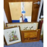 PAIR OF COLOUR PRINTS- flowers and fruit TWO ARTIST SIGNED COLOUR PRINTS EGYPTIAN PAINTING ON