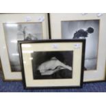 THREE EARLY TWENTIETH CENTURY BLACK AND WHITE PHOTOGRAPHIC PRINTS, FASHION AND FEMALE NUDES, 9” x