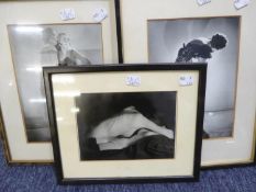 THREE EARLY TWENTIETH CENTURY BLACK AND WHITE PHOTOGRAPHIC PRINTS, FASHION AND FEMALE NUDES, 9” x