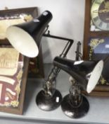 PAIR OF VINTAGE MODEL 30 ANGLEPOISE DESK LAMPS, later painted black, (2)