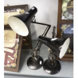 PAIR OF VINTAGE MODEL 30 ANGLEPOISE DESK LAMPS, later painted black, (2)