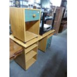 A MODERN DOUBLE PEDESTAL DESK WITH THREE DRAWERS WITH FALL FRONTS AND MATCHING PEDESTAL