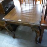 A MAHOGANY SQUARE COFFEE TABLE ON CABRIOLE LEGS